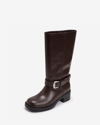 Simplet By Esquire Women Cadin Buckle Mid Boots Brown