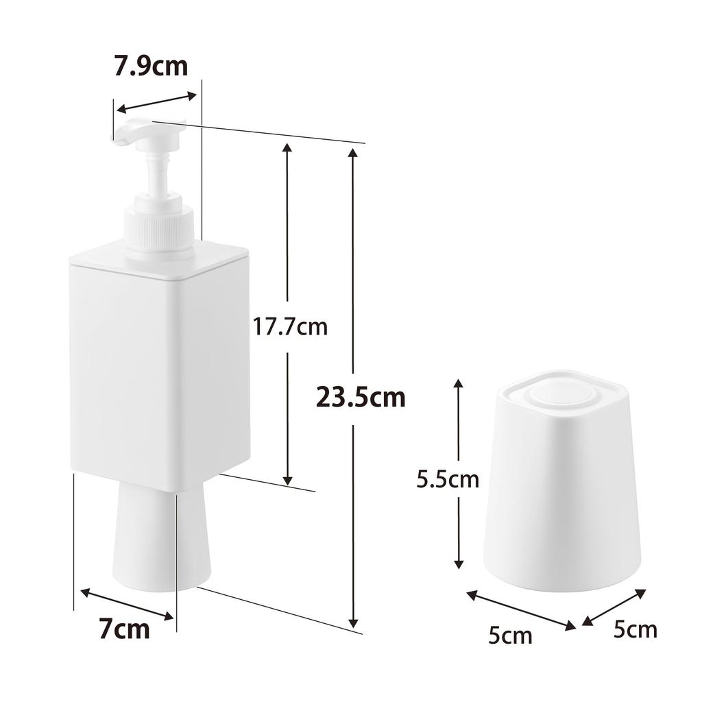 Yamazaki Film Hook Mouthwash Dispenser Mini Tumbler White W7 x x film Tower Refillable Bottle Floating Storage Hygienic 10539 & Overall D7.9 H23.5cm