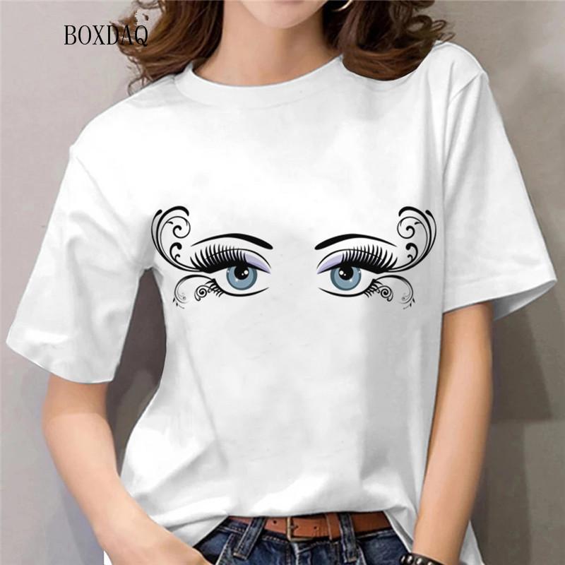 

Модные женские рубашки с абстрактным рисунком глаз, 3D-принт, уличная одежда, женские блузки с коротким рукавом и круглым вырезом, женские повседневные свободные топы 6XL