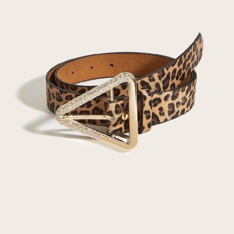 Retro Leopard Print Waist Belt for Lady Girls Fashion PU Leather Waist Band Vintage Waist Ornament Decorative Girdle