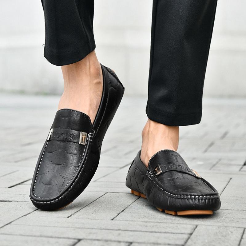 Fashion New Mens High Quality Leather Loafers Men Casual Outdoor Shoes Moccasins Slip On Men Business Shoes Male Driving Shoes Bean Shoe