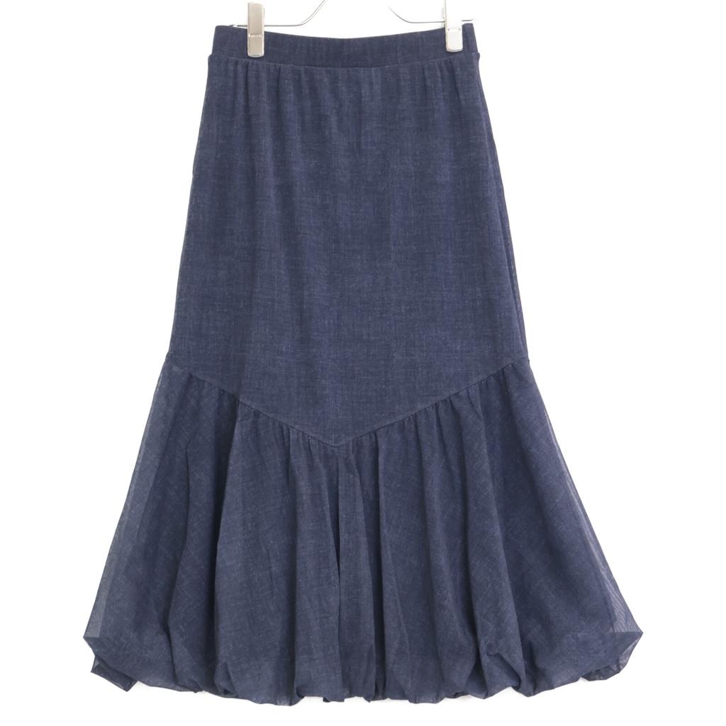 Vivienne Tam Navy Sheer Denim Skirt Skirt 38 NavyUsed