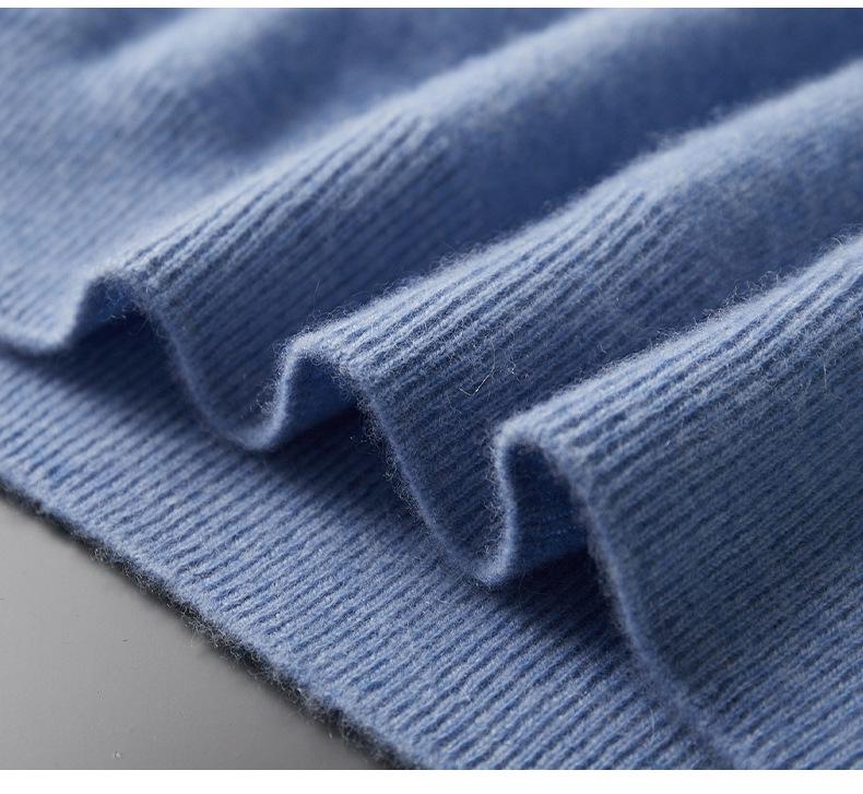 Men's Seamless Cashmere Sweater, Half-High Collar, Solid Color, Loose Fit, Plus Size, Base Layer for Autumn and Winter.