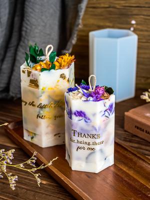 DIY Sechseck Zylinderform Kerze Silikonform Handgemachte Seifenform Trockenblumenharz Wachsformen Basteln Geschenkherstellung Heimdeko