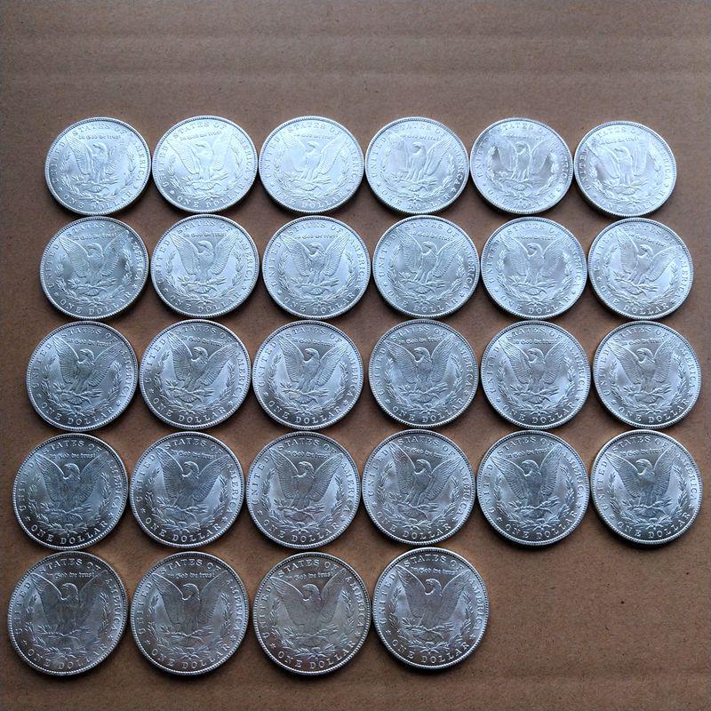 S Edition 28-Year Morgan Dollar Commemorative Brass & Silver-Plated Antique Coin
