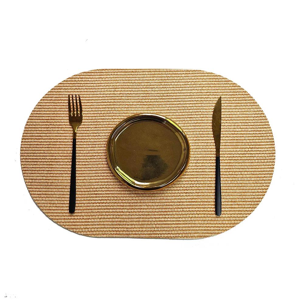 

Oval Woven-Texture Leather Placemats Waterproof Oil-Resistant Heat-Insulation Dining Mats Commercial Home Use 45x30cm 1pc