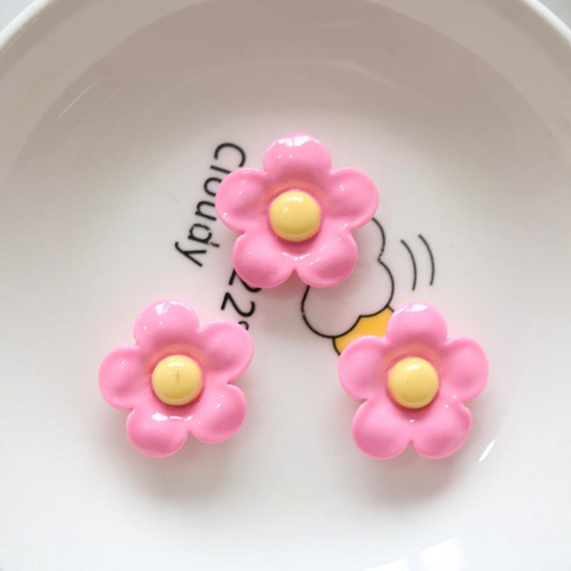 10Pcs Shiny 22X22Mm Flower Series Miniature Flat Back Resin Cabochons For Hairpin Scrapbooking Diy Home Decor Craft Accessories
