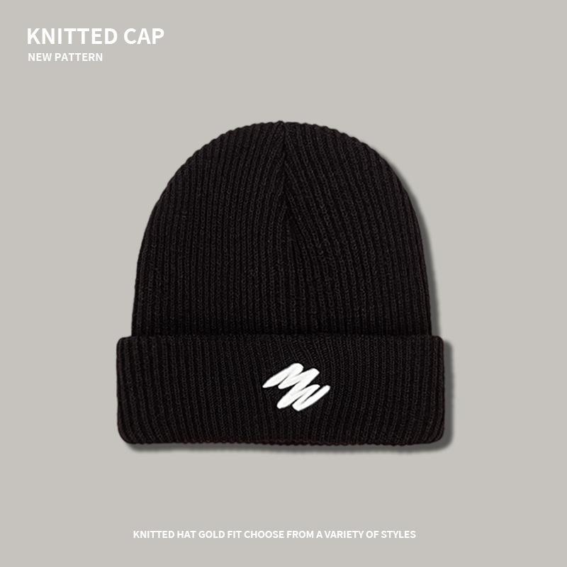 Men's Autumn/Winter Knit Beanie - Korean Style Letter Embroidery, Hip-Hop, Versatile Ear Protection Beanie.