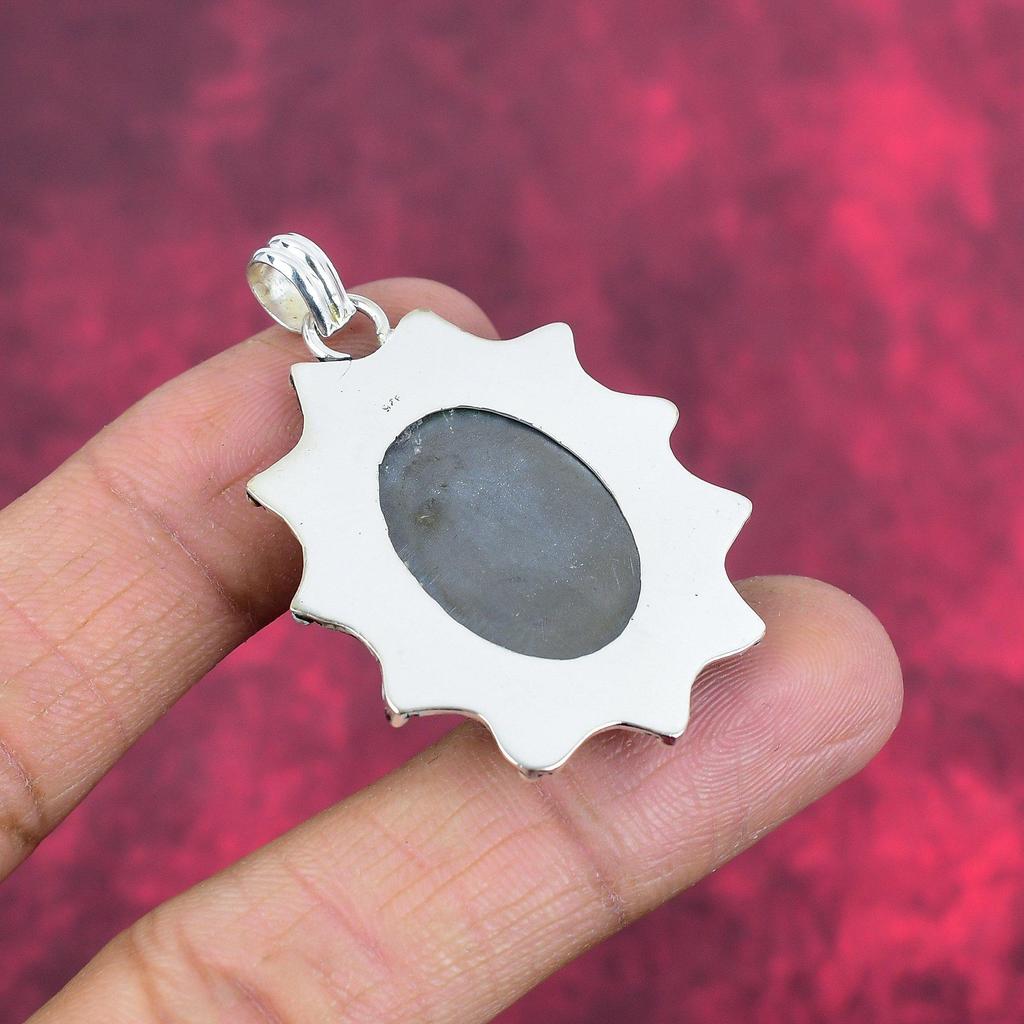 Pingente de Shungite, Joia de Pedra Preciosa de Prata Esterlina Sólida 925, Pingente Feito à Mão, Para Ação de Graças