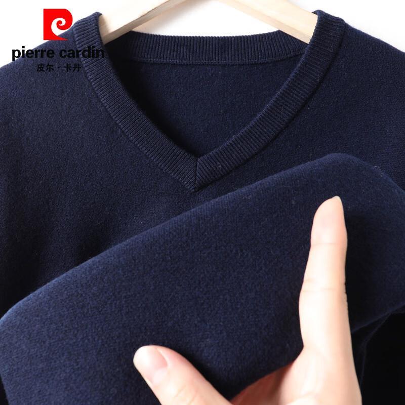 Pierre Cardin Men's Thickened V-Neck 100% Wool Sweater
