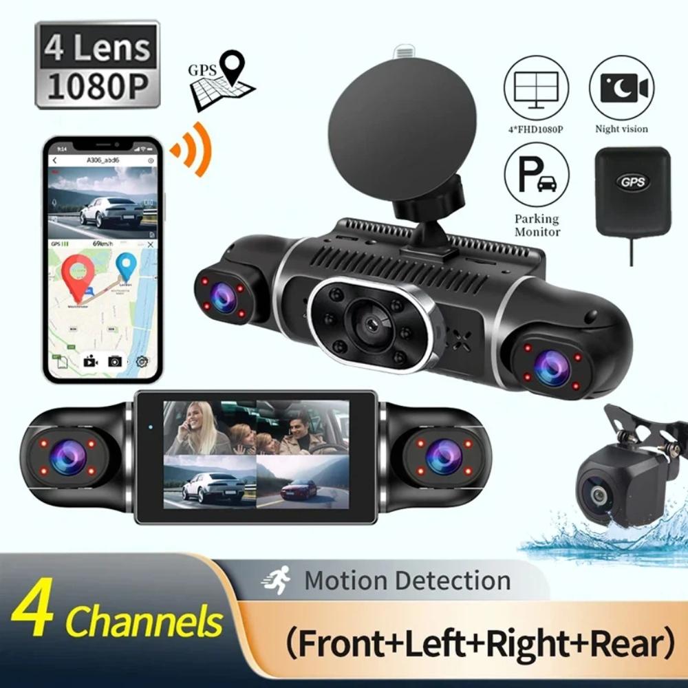 3/4 Lens Dash Cam, 360° Car DVR, Rearview Camera, Parking Monitoring, WIFI/GPS Tracking Recorder, Car Accessories