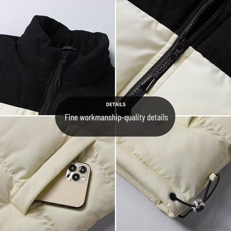 Winter Stand Collar Puffer Jacket: Double Color, Thick Cotton, Unisex