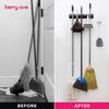 Wall Mounted Mop Holder Position Multi-Functional Broom Hanger Shelf Home Kitchen Storage Black Magic Plastic Mop Holder