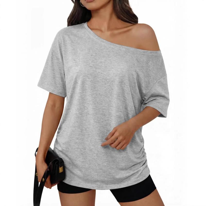 New Summer Women's Fashion Design Top, Loose Off-shoulder Top, Y2K Off-shoulder T-shirt