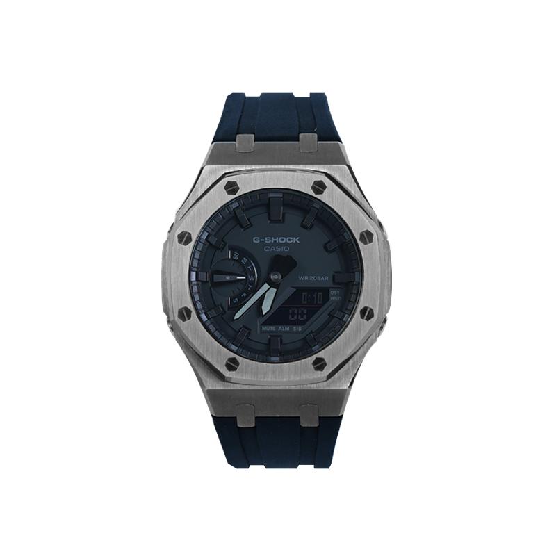 CASIO Men Liquid Crystal/Analog Dual Display Series Black Watch GA-2100-1A1- Gunmetal Black