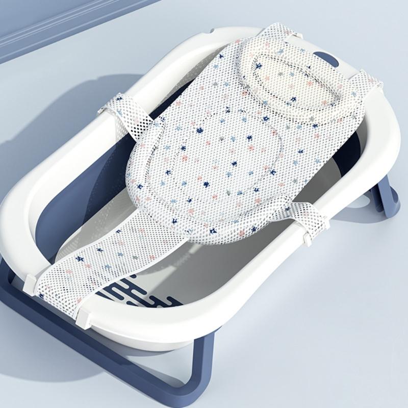 T-shaped Baby Bathtub Net Pocket Adjustable Newborns Bath Net Infant Bath Rack Shower Accessories for Safe Bathing