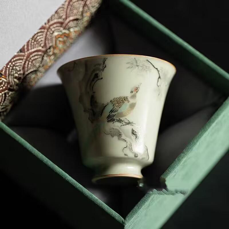 Secret Huang Ru Kiln Retro Chinese Horseshoe Smelling Cup Kung Fu Teacup Master Cup Single Cup Personal Special Tea Tasting Cup Female