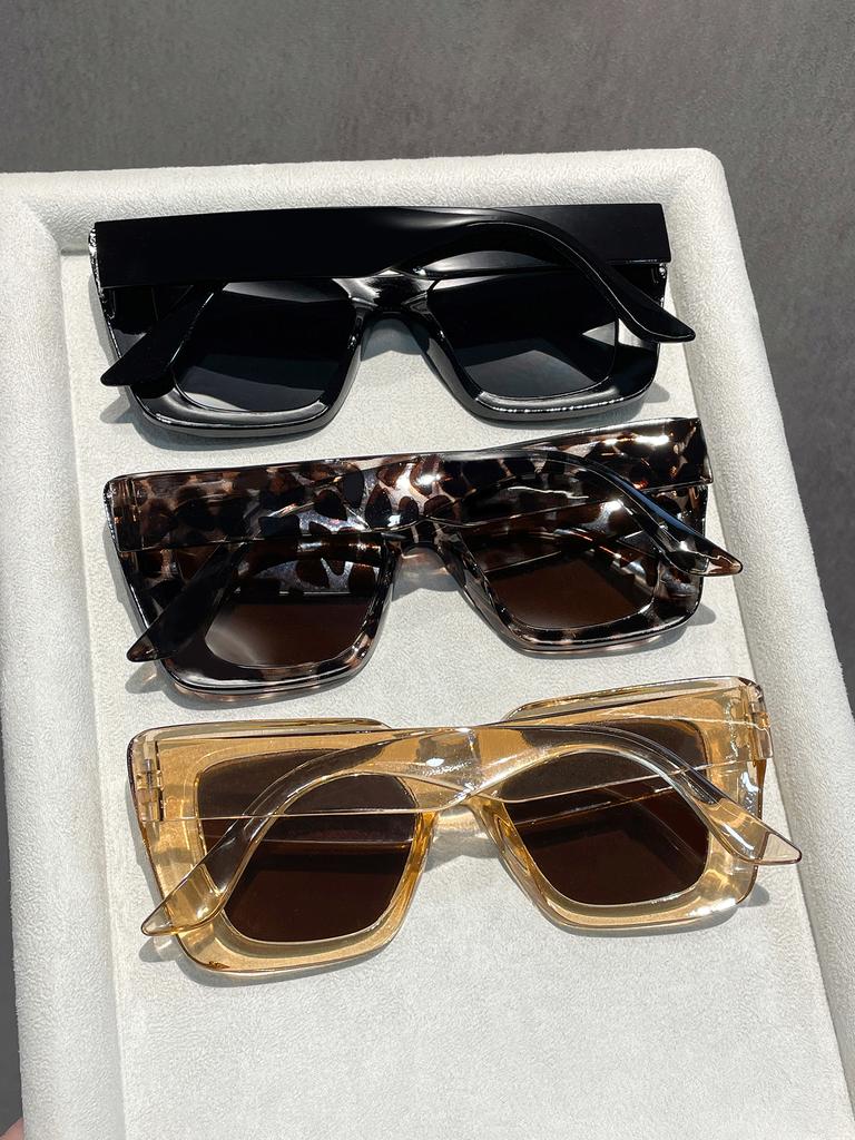 3PCS Large Frame Sunglasses Leopard Print Fashion Sexy Sun Protection Essential for Outdoor Beach Casual Live Streaming