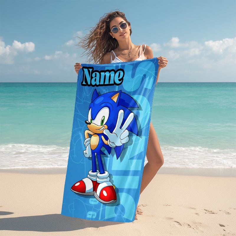 Personalized Sonic Adventure Beach Towel Microfiber Beach Towel Thin Absorbent for Beach Swimming Yoga Bath Sports. 091086