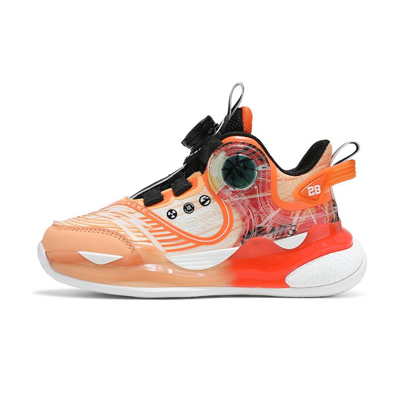 New Boys Waterproof 2025 Middle and Older Children's Shoes Basketball Shoes Children's Sports Shoes Leather Buttons Spring and Autumn