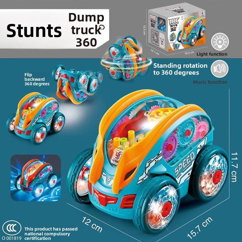 

Электрический самосвал-трюкач с вращением на 360 градусов, со светом и музыкой, идеальная детская игрушка Stunt Dump Truck