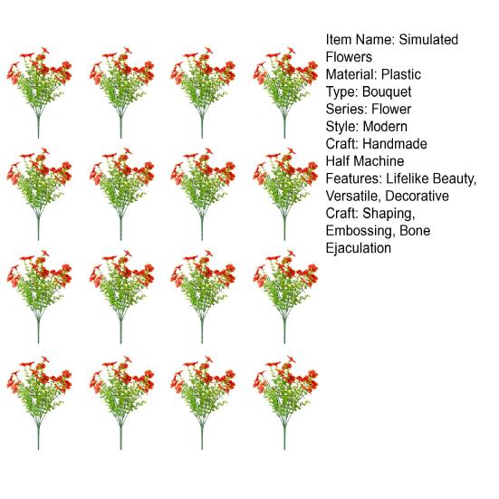 16Pcs Simulated Flowers Realistic Artificial Plants Home Decoration Faux Bouquet Indoor Outdoor Garden Balcony Terrace Decor
