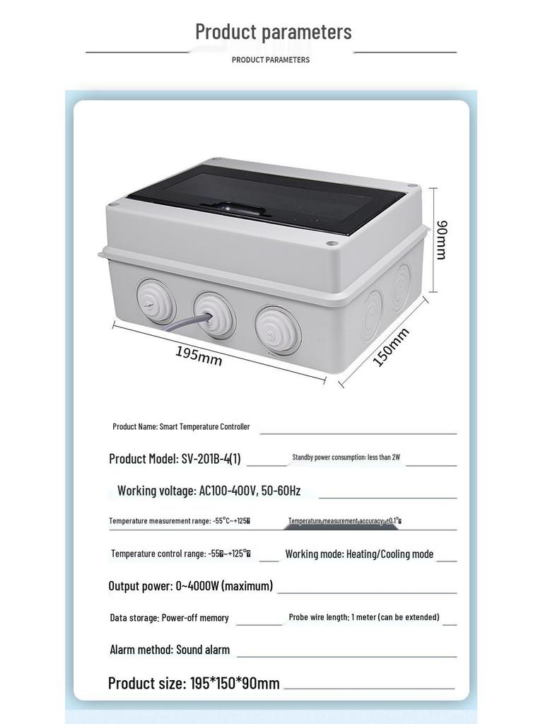 Xifa Electronics SV-201B-4 Smart High-Precision 220V/4KW Temperature Controller