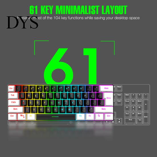 PC-Tastatur Kabelgebunden Mechanisch Gaming RGB-Licht Design 61 Tasten Kompakt Leicht Computer Büro