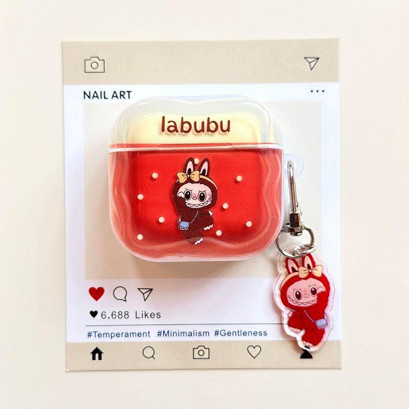 

Cloth Earphone Case Airpods4 Protective Cover Three Generations Pro2 Wireless Bluetooth Earphone Cover Airpodspro Protective Case Four Generations Apple Airpods Pro Red Wave Dot Rab + Pendant