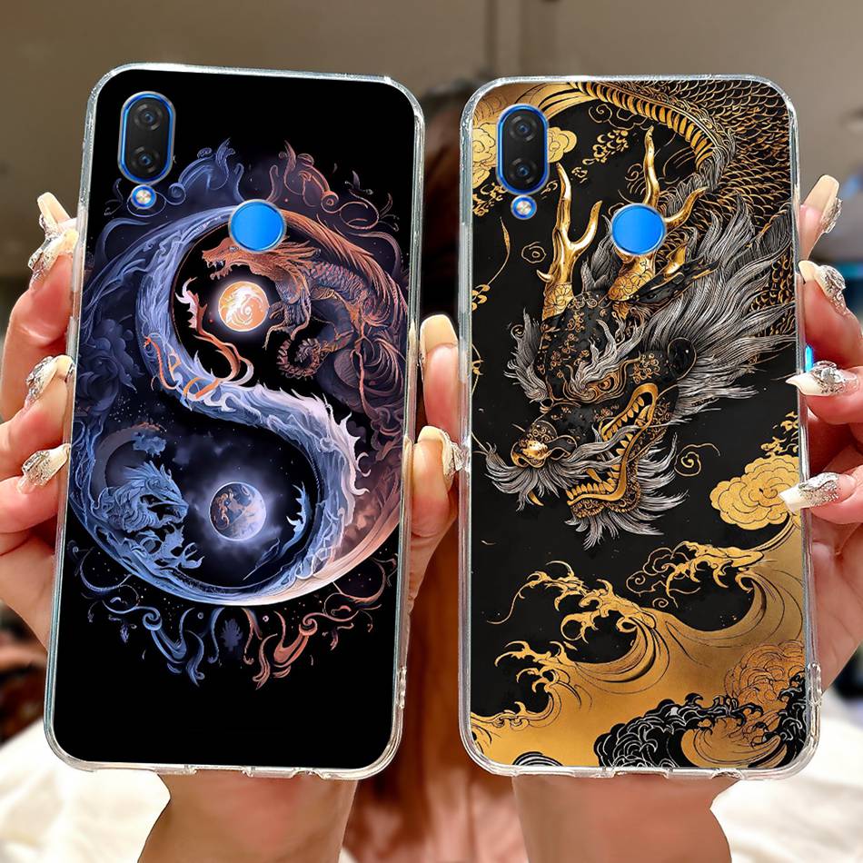 For Huawei Nova 3i INE-LX1 INE-LX2 Cool Dragon Tiger Painted Phone Case For Huawei Nova3i Soft Silicone TPU Cases