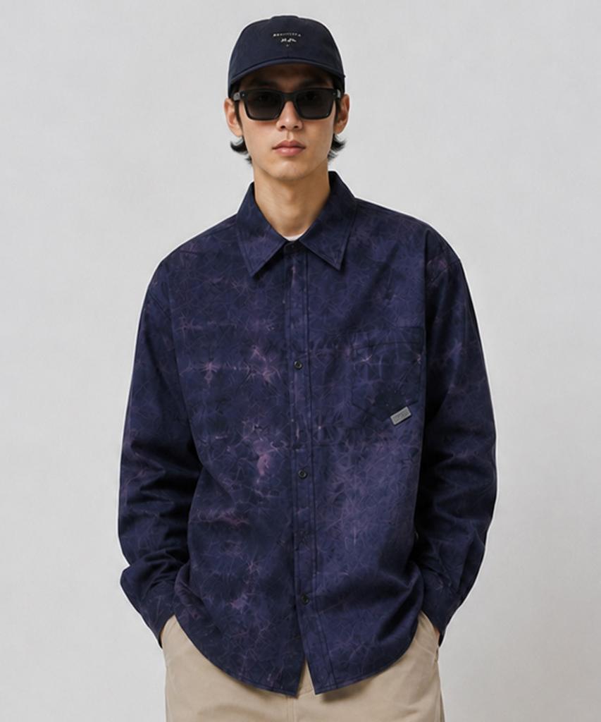 Kinetikeullo Water-Dyed Shirt (Purple Navy)