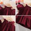 Summer Girls' Korean Dress Solid Color Round Neck Off Shoulder Princess Dress Girls' Stylish Children's Summer Outfit