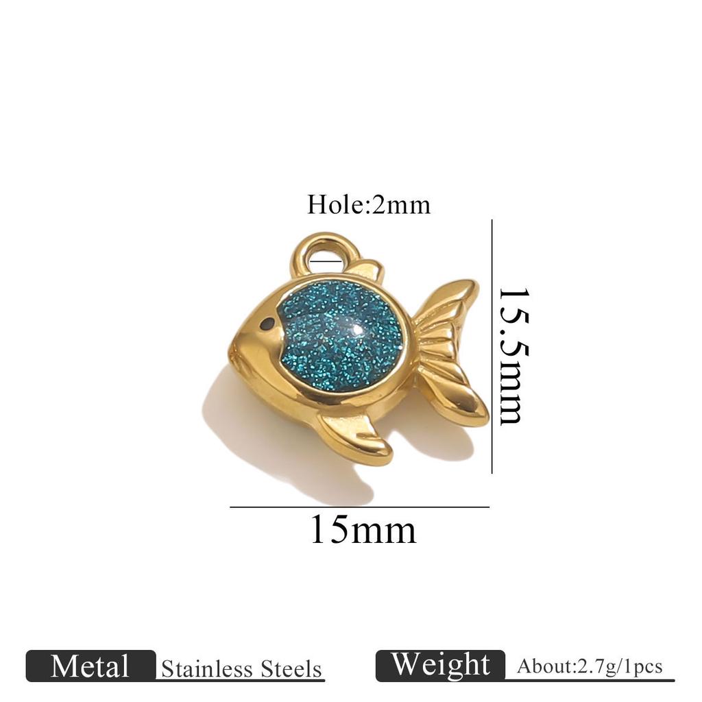 Yori 5pcs Gold Dripping Fish DIY Pendant Stainless Steel Waterproof Jewelry Cute Cartoon Pendant DIY Fun Accessories 2025 NEW