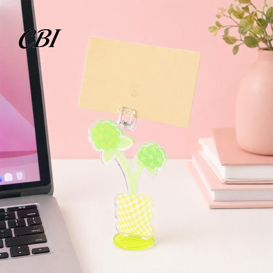 Transparent Card Holder Acrylic Desk Memo Holder, Flower Shaped Photo Display Clip Stand, Home Durable Office Table Number for Cards Paper Note