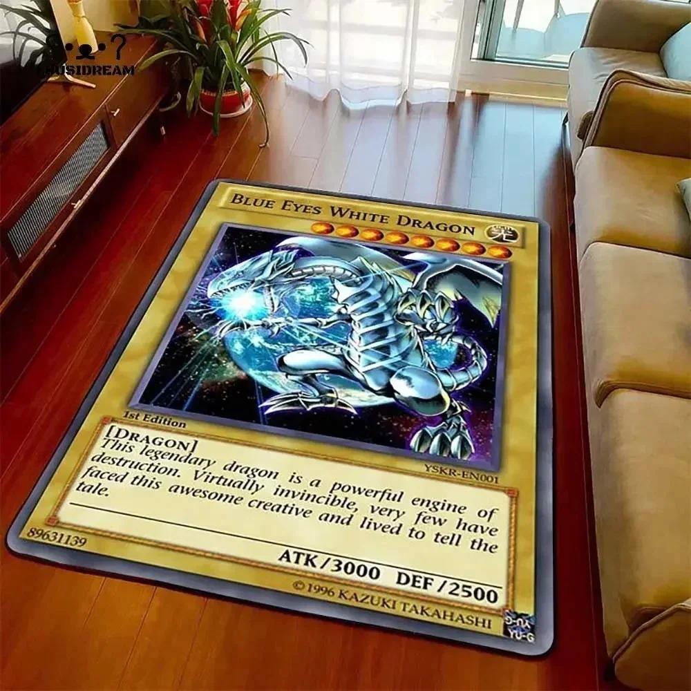 Yu-Gi-Oh Blauer Weißer Drache Anime Rutschfester Teppich Cartoon Bodenmatte für Wohnzimmer Schlafzimmer Dekorativer Bereichsteppich Perfektes Geschenk