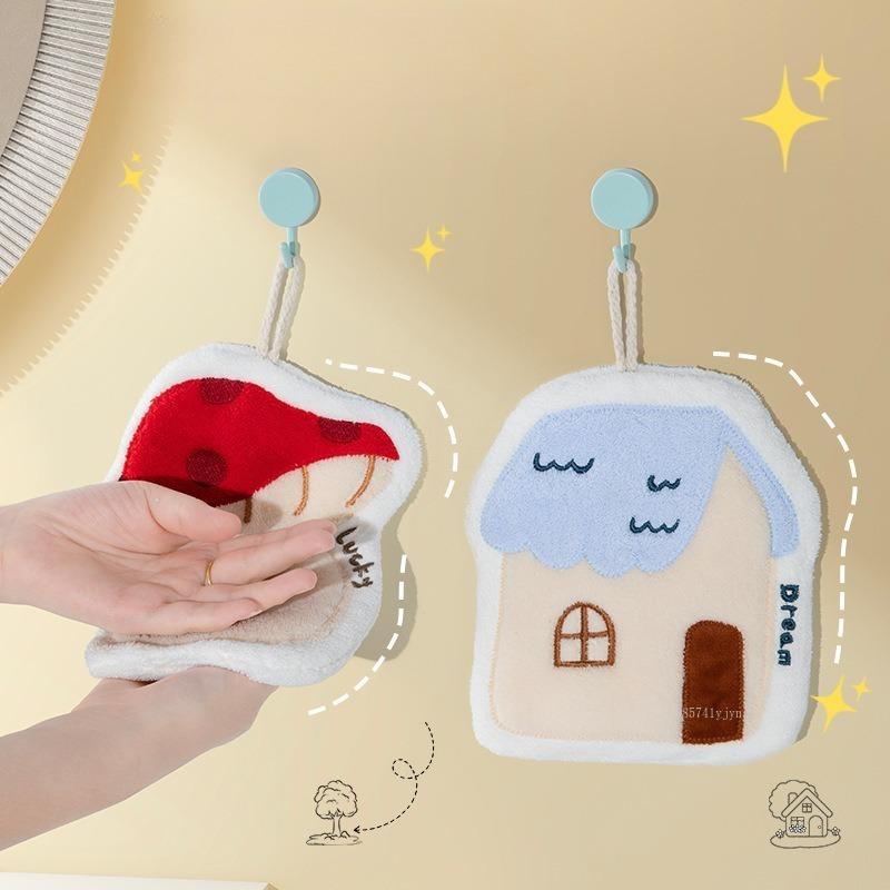 Cute Christmas Tree Hand Towel Thickened Hanging Design Handkerchief Towel Kitchen Rag Small Square Towel 26x19cm Rag