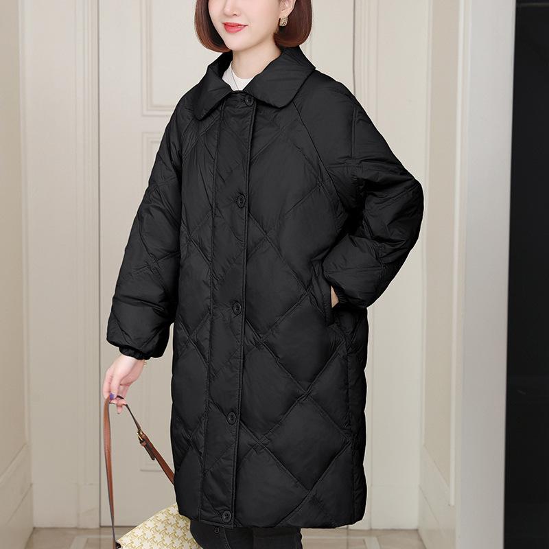 Women's 2024 Lightweight White Duck Down Puffer Jacket - Petite, Warm, Fashionable Winter Outerwear for Moms