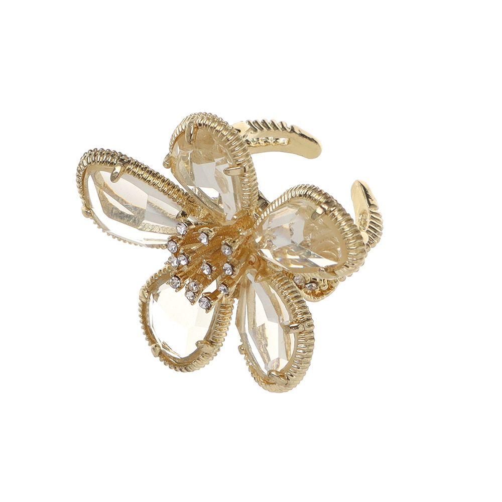 Women Girl Shine Exaggerated Fairy Ring Rhinestone Flower Open Adjustable Big Flower Crystal Ring