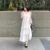(with Lining) Lace Lace Suspender Dress Dress Women's Summer White Cake Dress Medium and Long A-shaped Skirt