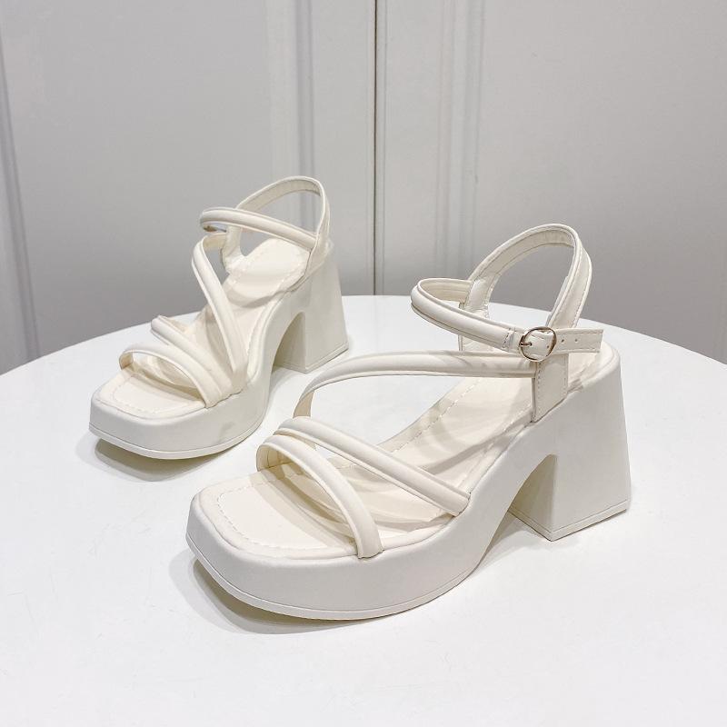 Large Size High-heeled Sandals Women's 2024 New Summer Muffin Platform Beach Shoes Versatile Korean Version Thick-heeled Roman Sandals