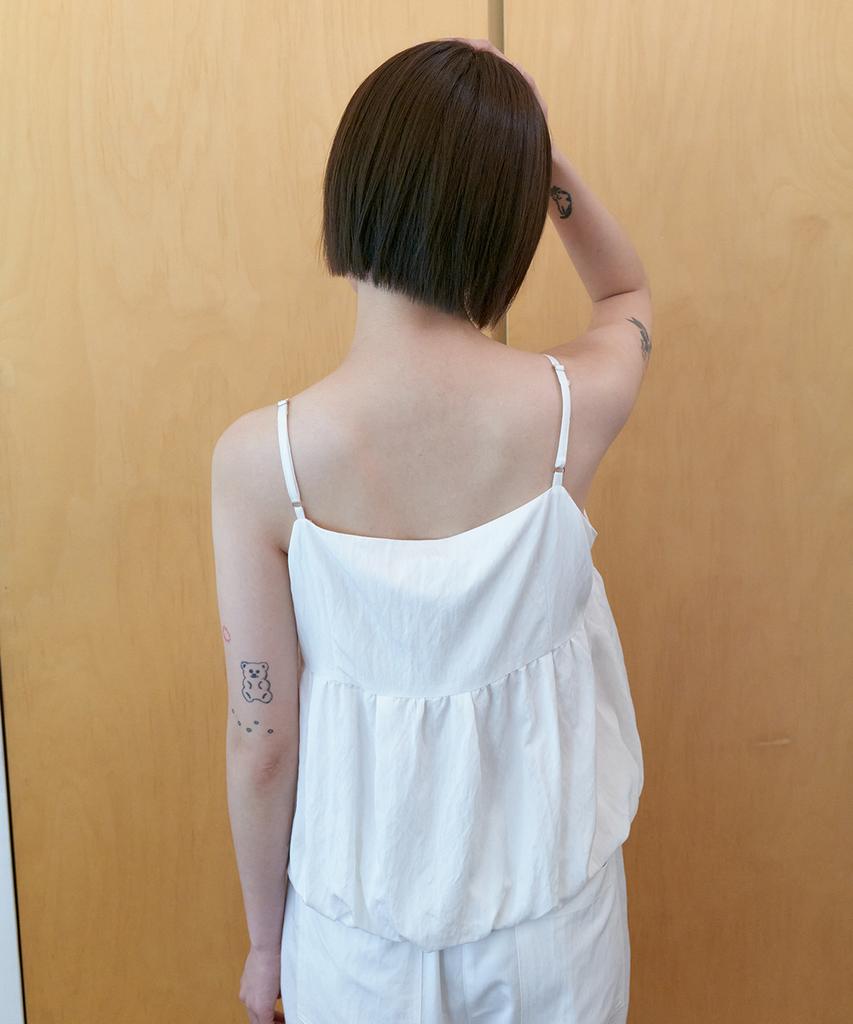 STEP AROUND Draping Bustier Top_White