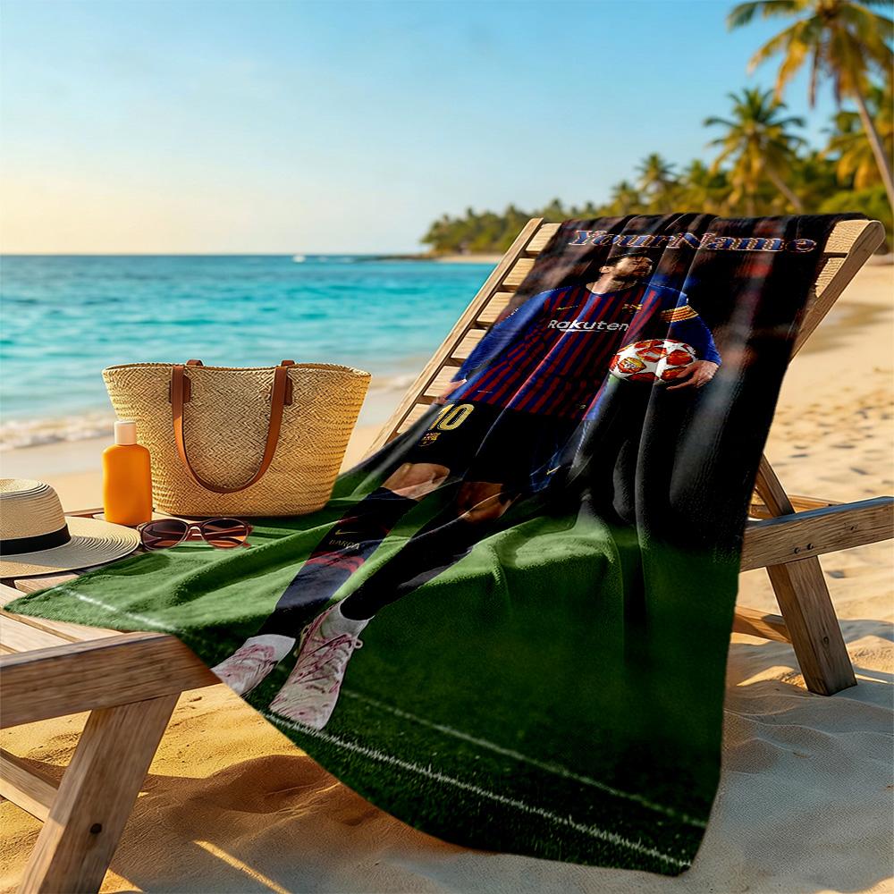 Messi Personalized Name Beach Towel Soft Durable Quick-Dry Suitable for Sports Travel Swimming Yoga Bathroom Beach And Pool