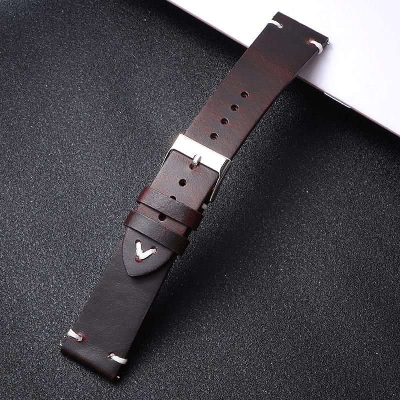18mm 20mm 22mm Vintage Retro Oil Wax Leather Universal Watchband Wristband Stitching Cowhide Strap Business for Seiko Watch Band