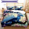 3PC Custom Name Blue Dragon Fantasy Art Bedding Set Duvet Cover Closure Includes 1 Duvet Cover & 2 Pillowcases for Bedroom