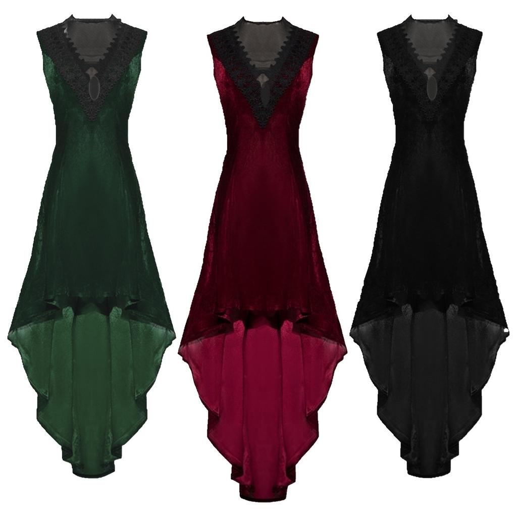 Women's Gothic Velvet Dress Costume for Halloween Party