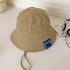 Korean Bucket Hat for Women Summer Foldable Sunshade Fisherman Cap Girls Solid Color Windbreak Rope Panama Sun Visors
