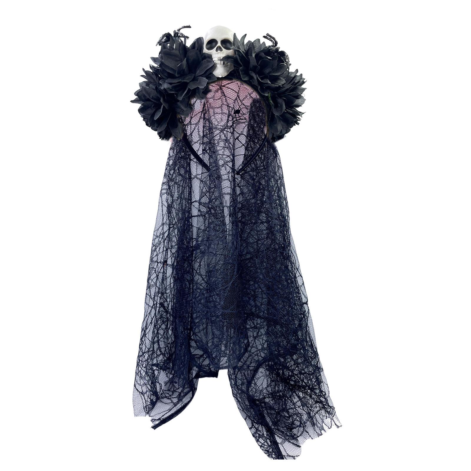 

Хэллоуинская фата, цветочный ободок на голову для взрослого костюма для ролевых игр, головной убор, реквизит для вечеринки, украшения для волос, фестивальный реквизит, обруч для волос D