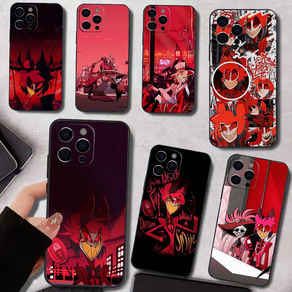HazbinS H-Hotels AlastorS Phone Case For iPhone 17,16,15,14,13,12,11 Plus,Pro Max,Soft Silicone Black Cover