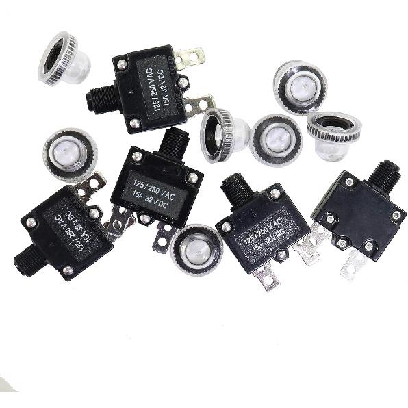 5PCS 5,10,15,20,30Amp Circuit Breakers With Manual Reset 32VDC,AC125-250V With Quick Connect Terminals