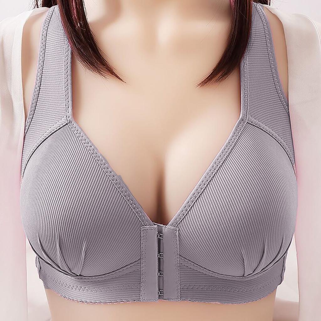 2PCS Women  Front Closure Extra-Elastic Breathable Lace Trim Bra Underwear